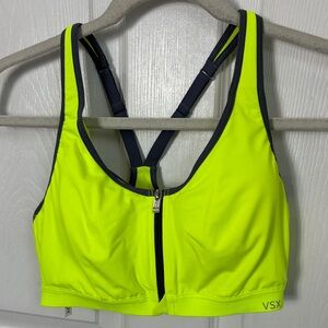 VSX SPORT Victoria’s Secret Reacerback zip front sports bra neon yellow size 36B